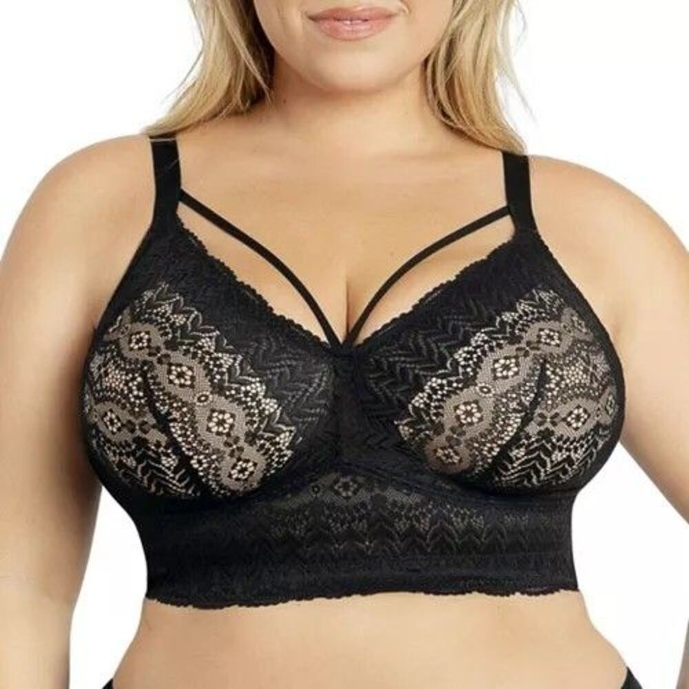 NWT Parfait Mia Lace Wireless Padded Bralette Bra Black Strappy 38D